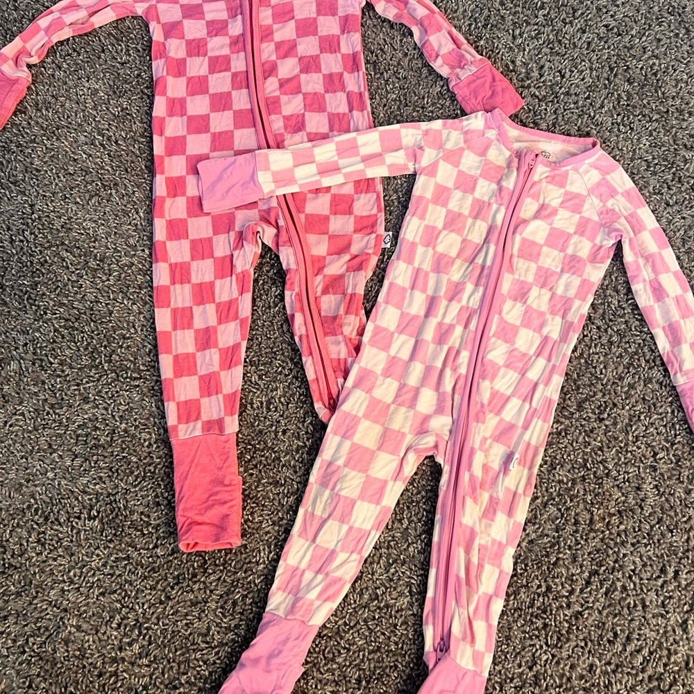Dream Big Little Co Pink Checkered Kids Footie